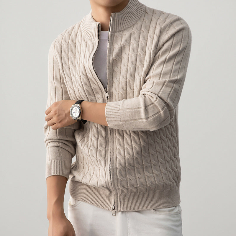 Fletmønstret højhalset sweater