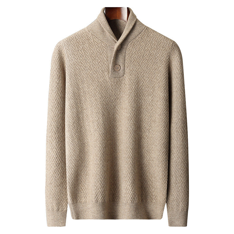 Herre Cashmere Pullover med Reverskrave