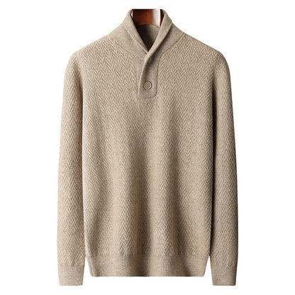 Herre Cashmere Pullover med Reverskrave