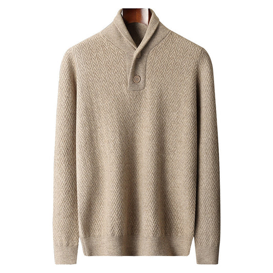Herre Cashmere Pullover med Reverskrave
