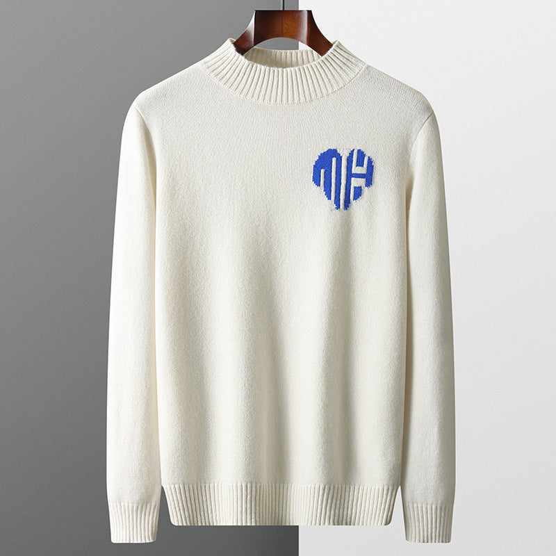 Herre Uldpullover med Rund Hals