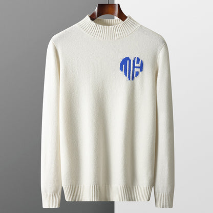 Herre Uldpullover med Rund Hals