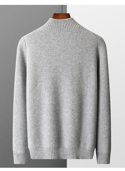 Striktrøje med lynlås og krave