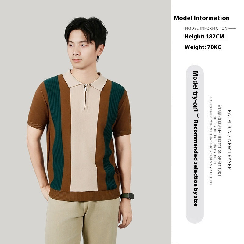 Kontraststribet Strikpolo