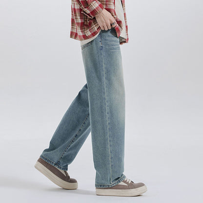 Whiskered Straight-Leg Jeans