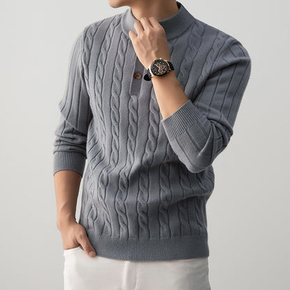 Fletmønstret Henley-sweater