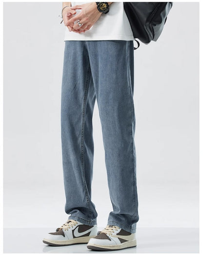 Løse lige jeans i is-silke