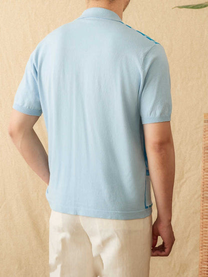 Stribet Strik-Poloshirt