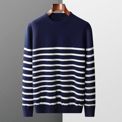Stribet sweater med rund hals