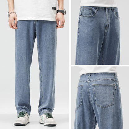 Løse lige jeans i is-silke