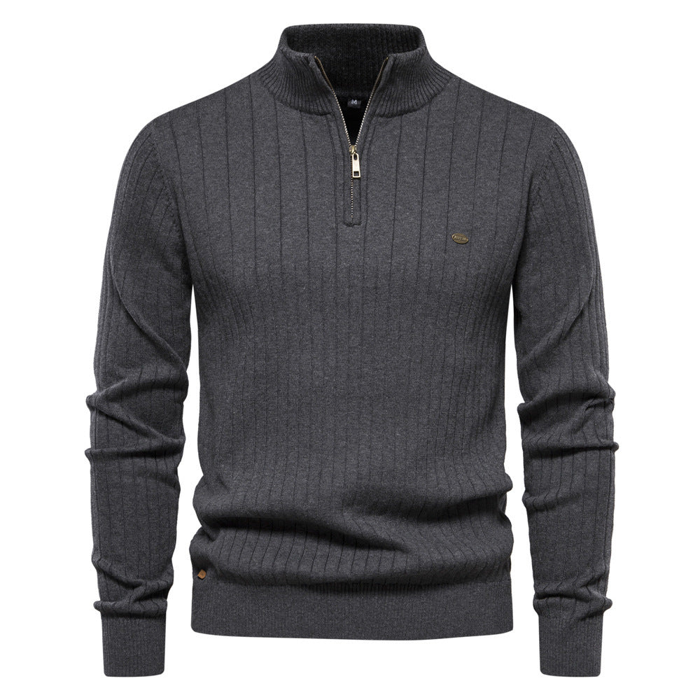 Slim Fit Half-Zip Pullover til Herrer
