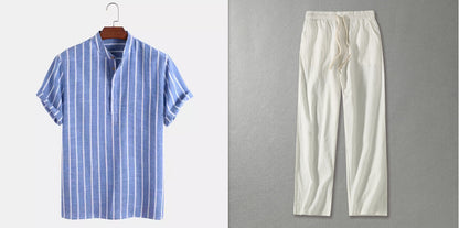 Sommer Herre Kortærmet Skjorte & Linned Fritidsbukser