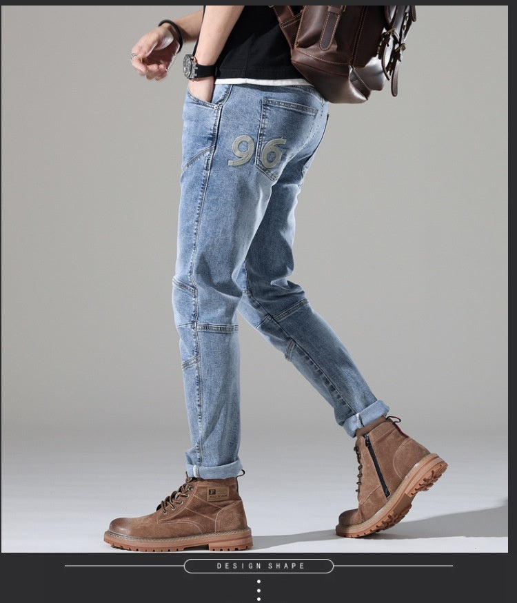 Light-Wash Stretch-Jeans med broderi