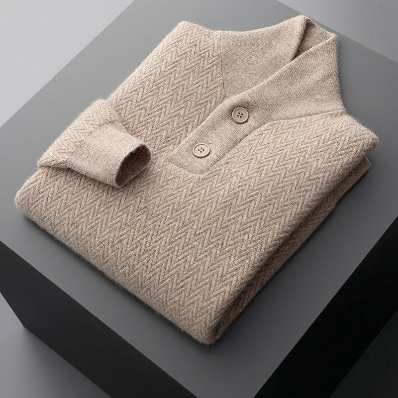 Herre Cashmere Pullover med Reverskrave