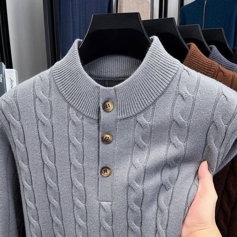 Fletmønstret højhalset sweater