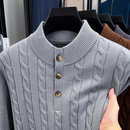 Fletmønstret højhalset sweater