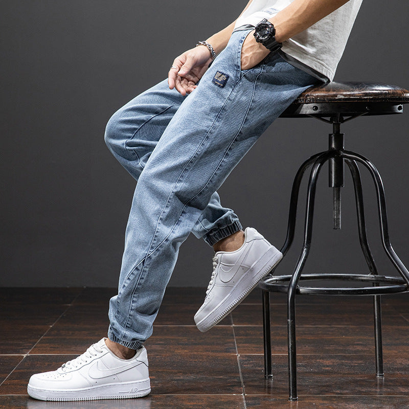 Loose fit denim jogger jeans