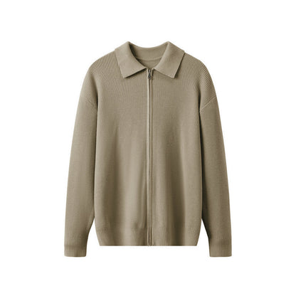 Striktrøje med Lynlås & Krave