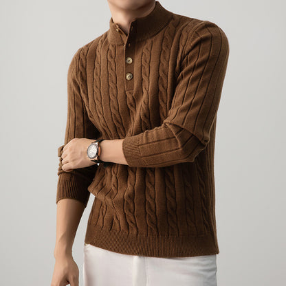 Fletmønstret Henley-sweater
