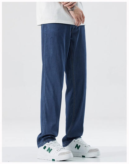 Løse lige jeans i is-silke