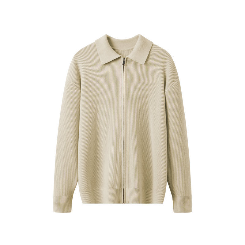 Striktrøje med Lynlås & Krave