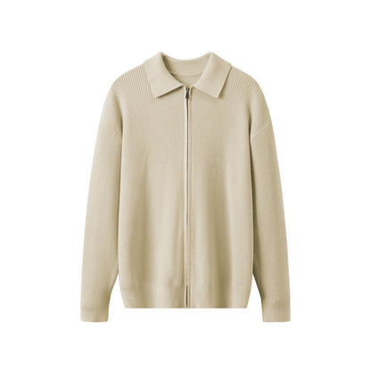 Striktrøje med Lynlås & Krave