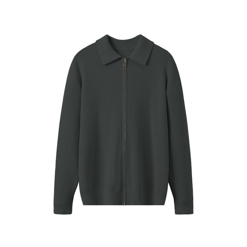 Striktrøje med Lynlås & Krave