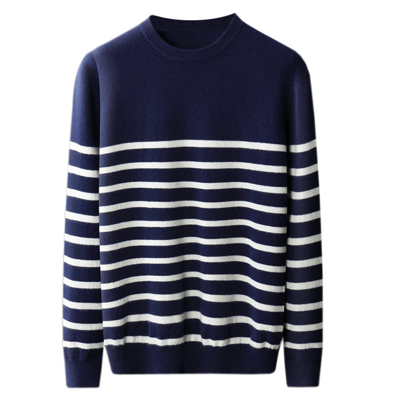 Stribet sweater med rund hals