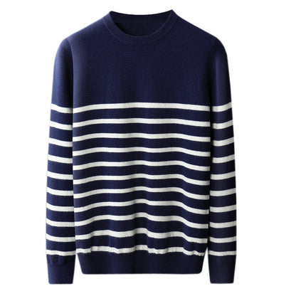 Stribet sweater med rund hals