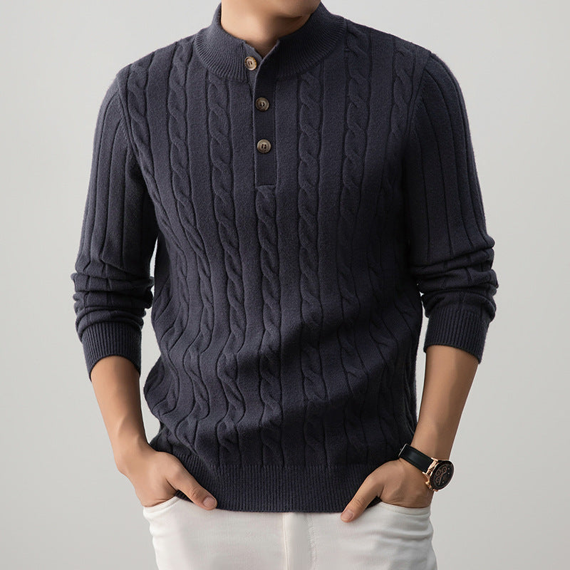 Fletmønstret Henley-sweater