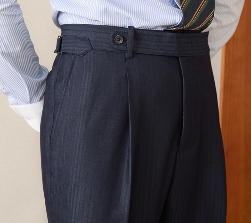 Stribede High-Waist Jakkebukser