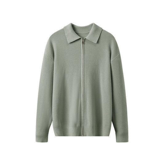 Striktrøje med Lynlås & Krave