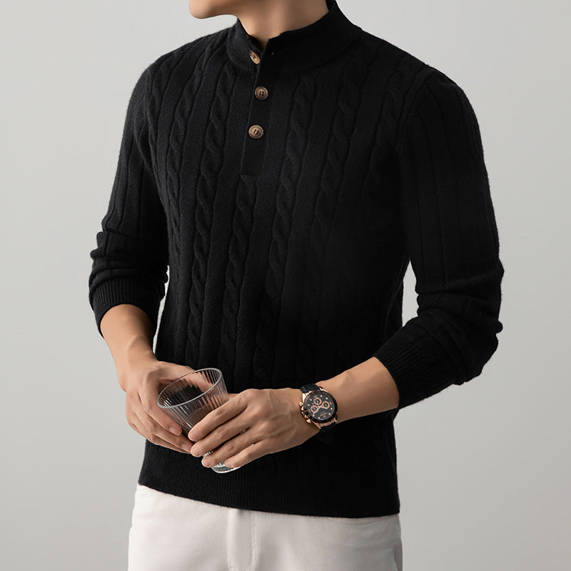 Fletmønstret Henley-sweater