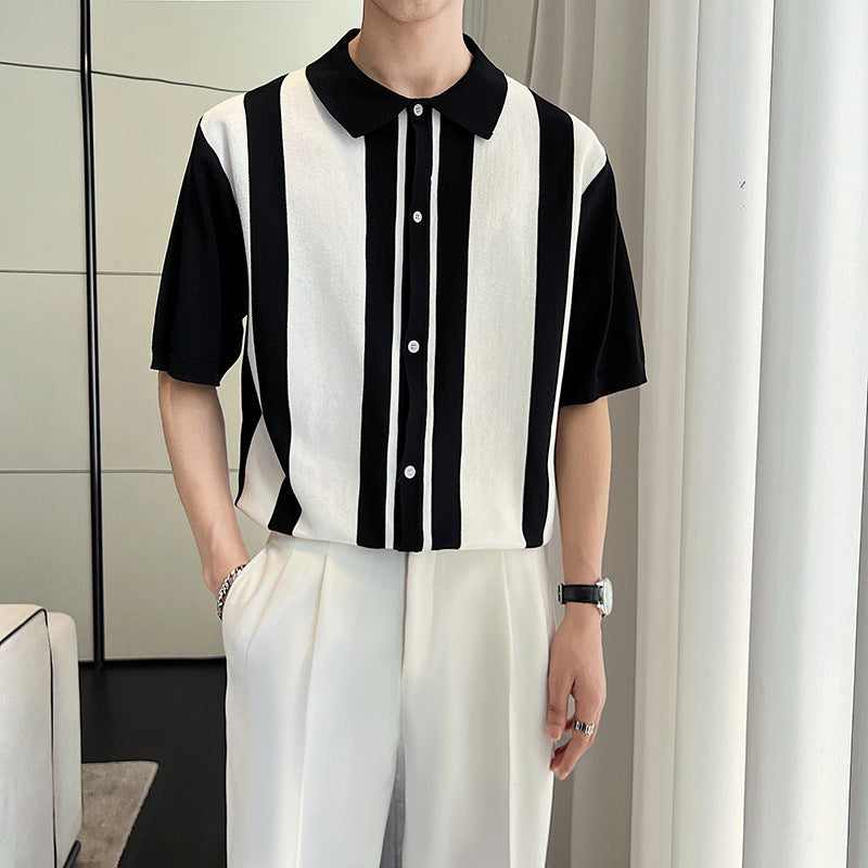 Colorblock polo-striktrøje