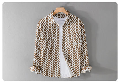 Printet fritidsskjorte med lange ærmer