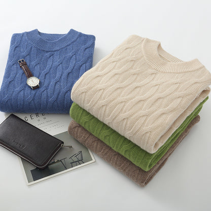 Herre striktrøje med halv høj hals