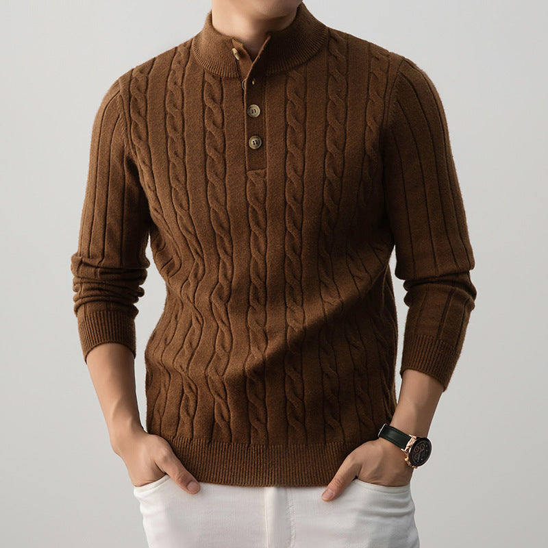 Fletmønstret Henley-sweater
