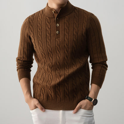 Fletmønstret Henley-sweater