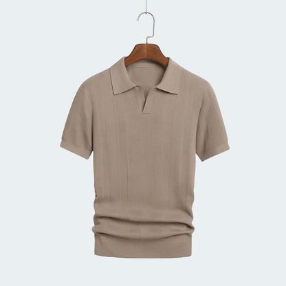 Afslappet Stribet Polo med Udskæring