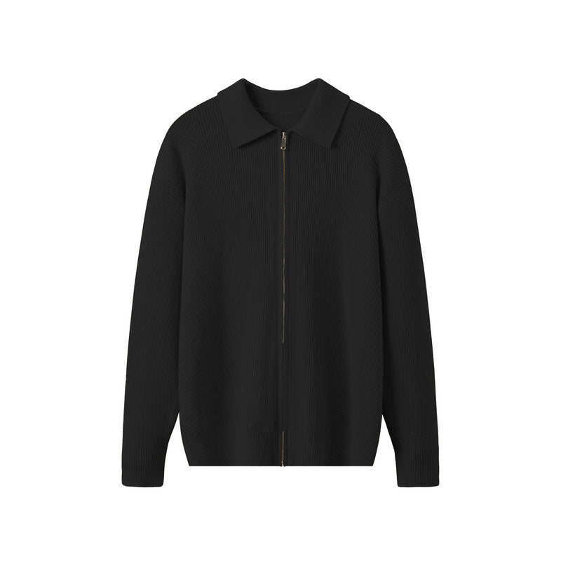 Striktrøje med Lynlås & Krave