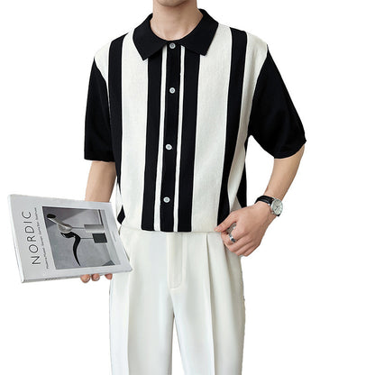 Colorblock polo-striktrøje