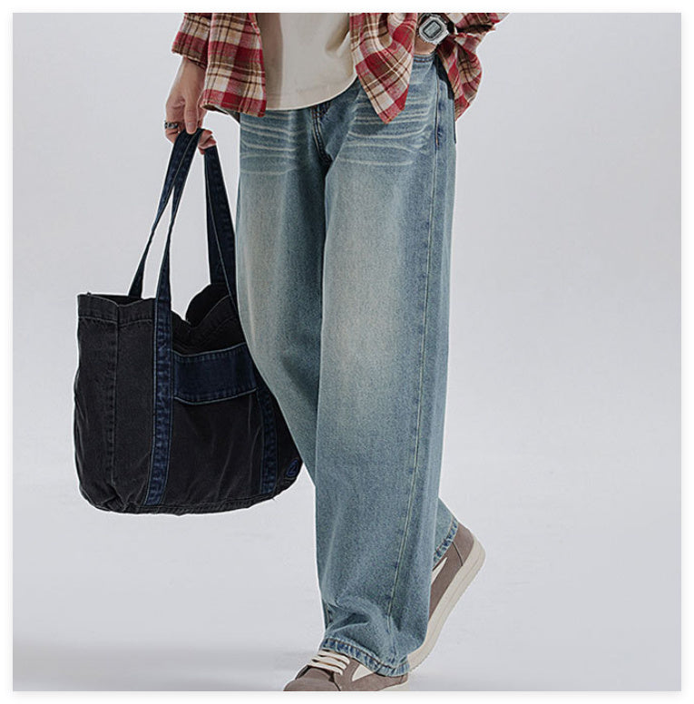 Whiskered Straight-Leg Jeans
