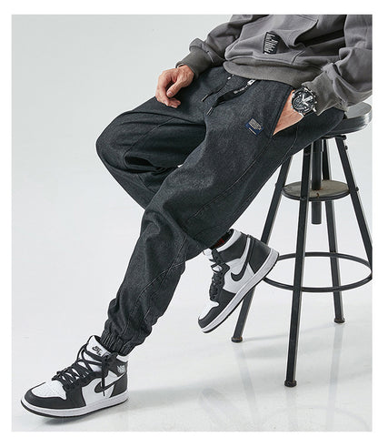 Loose fit denim jogger jeans