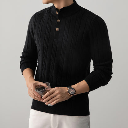 Fletmønstret højhalset sweater