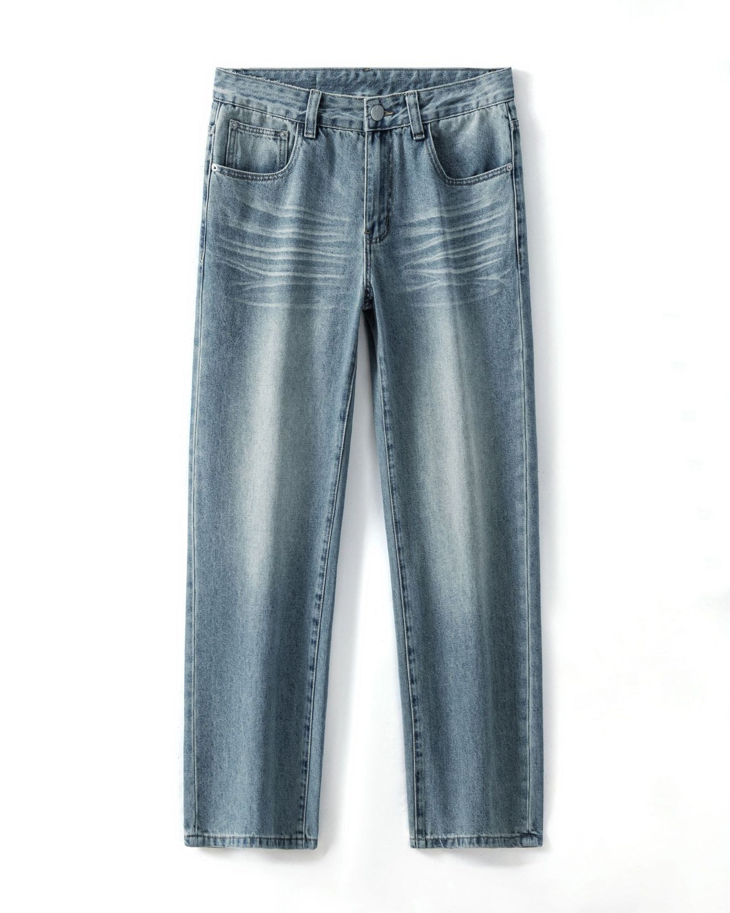 Whiskered Straight-Leg Jeans