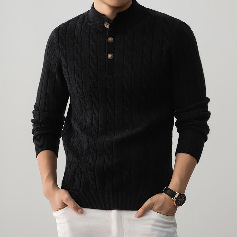 Fletmønstret Henley-sweater