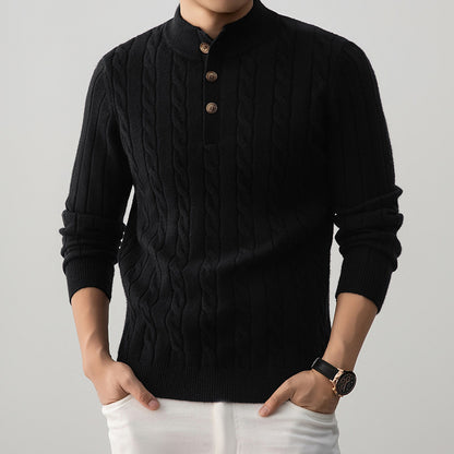 Fletmønstret Henley-sweater