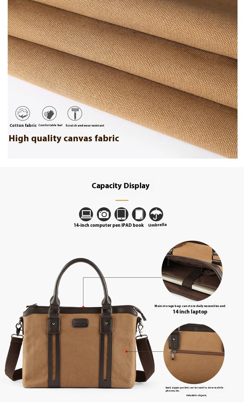 Canvas skuldertaske til herrer – businessstil