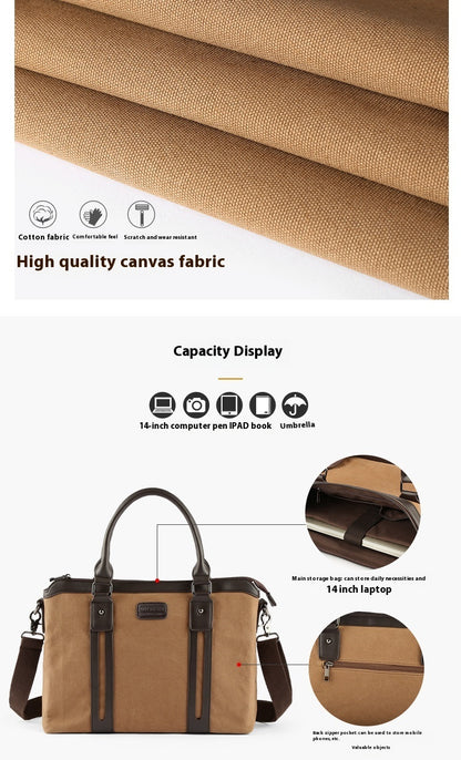 Canvas skuldertaske til herrer – businessstil