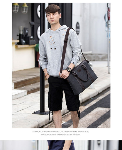 Canvas skuldertaske til herrer – businessstil